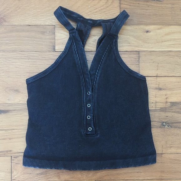 Free People Happiness Runs Henley Tank - Washed Black M/L - Picture 4 of 5